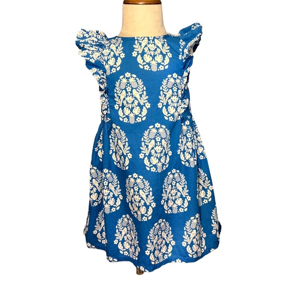 Mini Boden Other - Mini Boden Girls 2-3 Year Frill Sleeve Printed Shift Dress Cotton Blue Floral